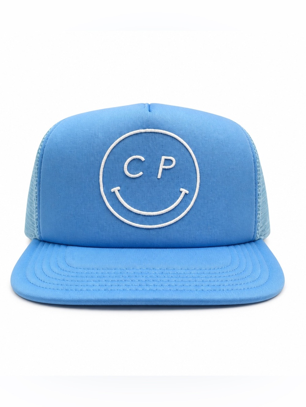 NWT Spiritual Gangster x Club Pilates Blue Trucker Hat Smiley Face Baseball Cap - Picture 6 of 7